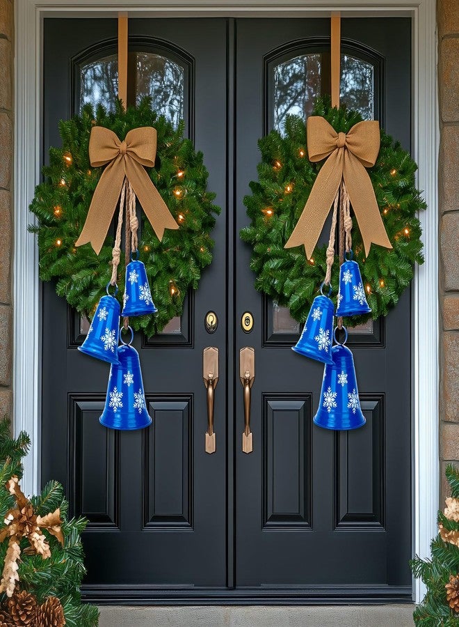 Novabright 3 Pack Christmas Snowflake Cow Bells Large Blue Metal Bells Christmas Decorations Xmas Tree Hanging Decorative Ornament for Holiday Indoor Outdoor Garland Door Fireplace Winter Wind Chime - Image 5